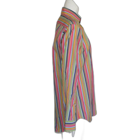 ETRO Shirt, 40/M, Bold Multicolor Stripes, Spread collar, LS, Tall, Button front - Picture 6 of 11